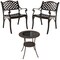 3 Piece Brown Rattan Patio Bistro Set with Tempered Glass Table and Aluminum Chairs